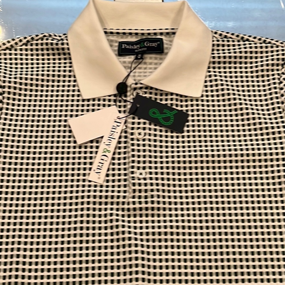 NWT Paisley & Gray Slimfit medium green and white polo